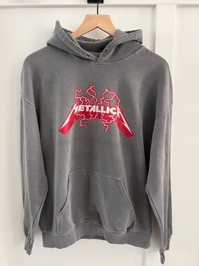 Merch Traffic Mens Metallica Gray Graphic Hoodie Sweatshirt Large
